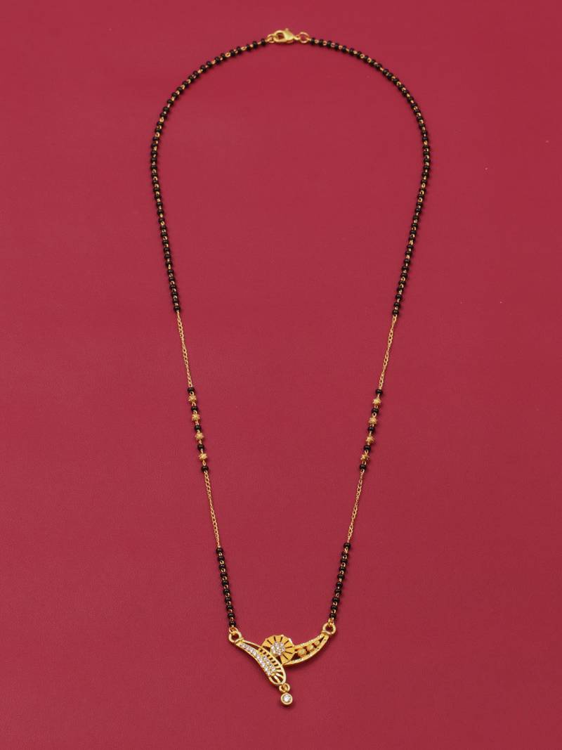 gold plated diamond mangalsutra 
