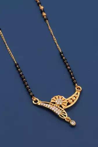 gold plated diamond mangalsutra 