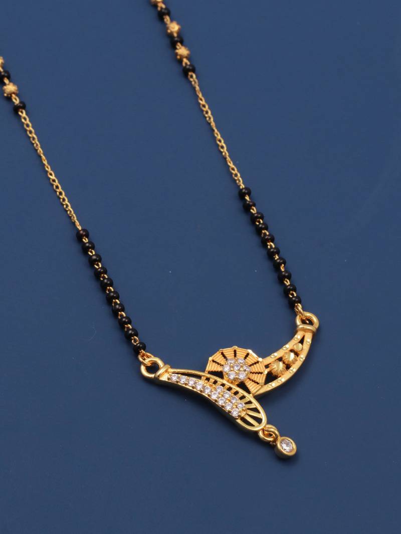 gold plated diamond mangalsutra 