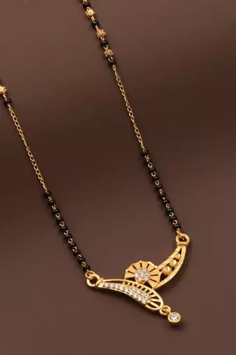 gold plated diamond mangalsutra 