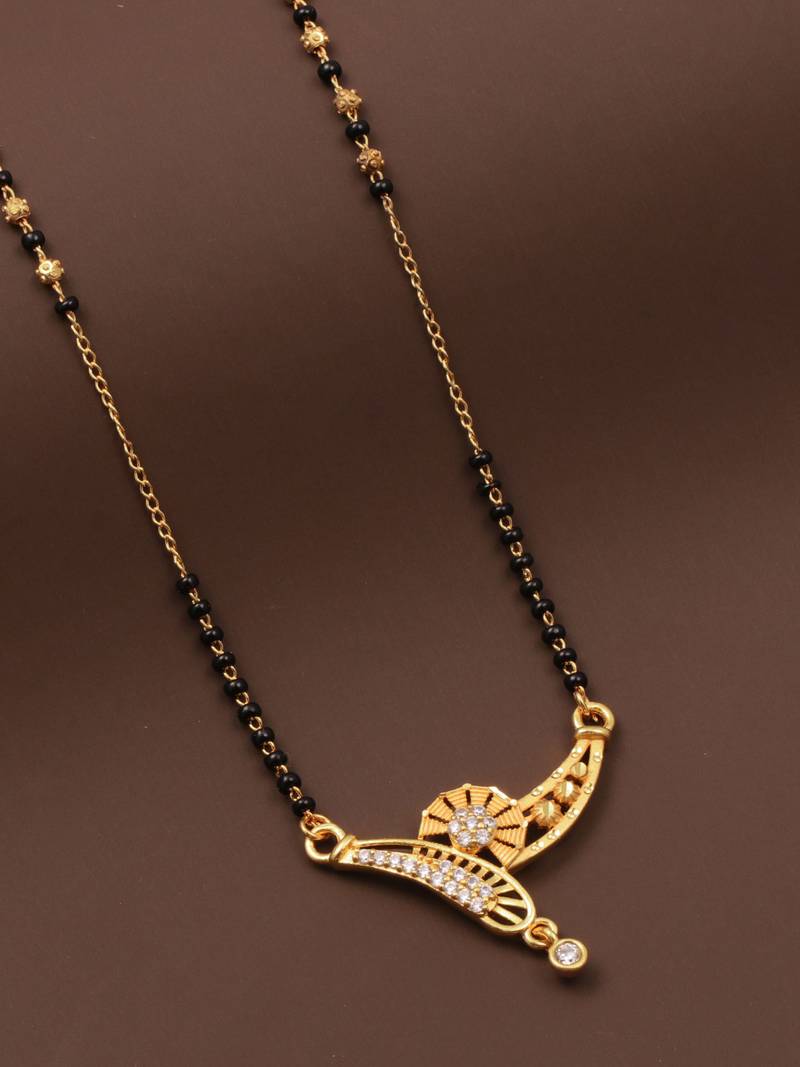 gold plated diamond mangalsutra 
