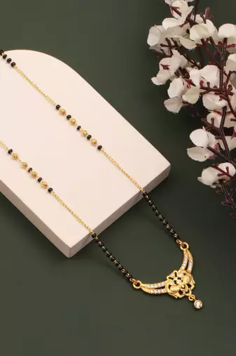 gold plated diamond mangalsutra 