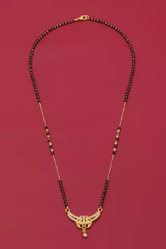 gold plated diamond mangalsutra 