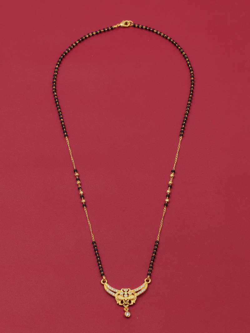 gold plated diamond mangalsutra 