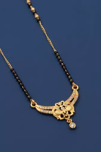 gold plated diamond mangalsutra 