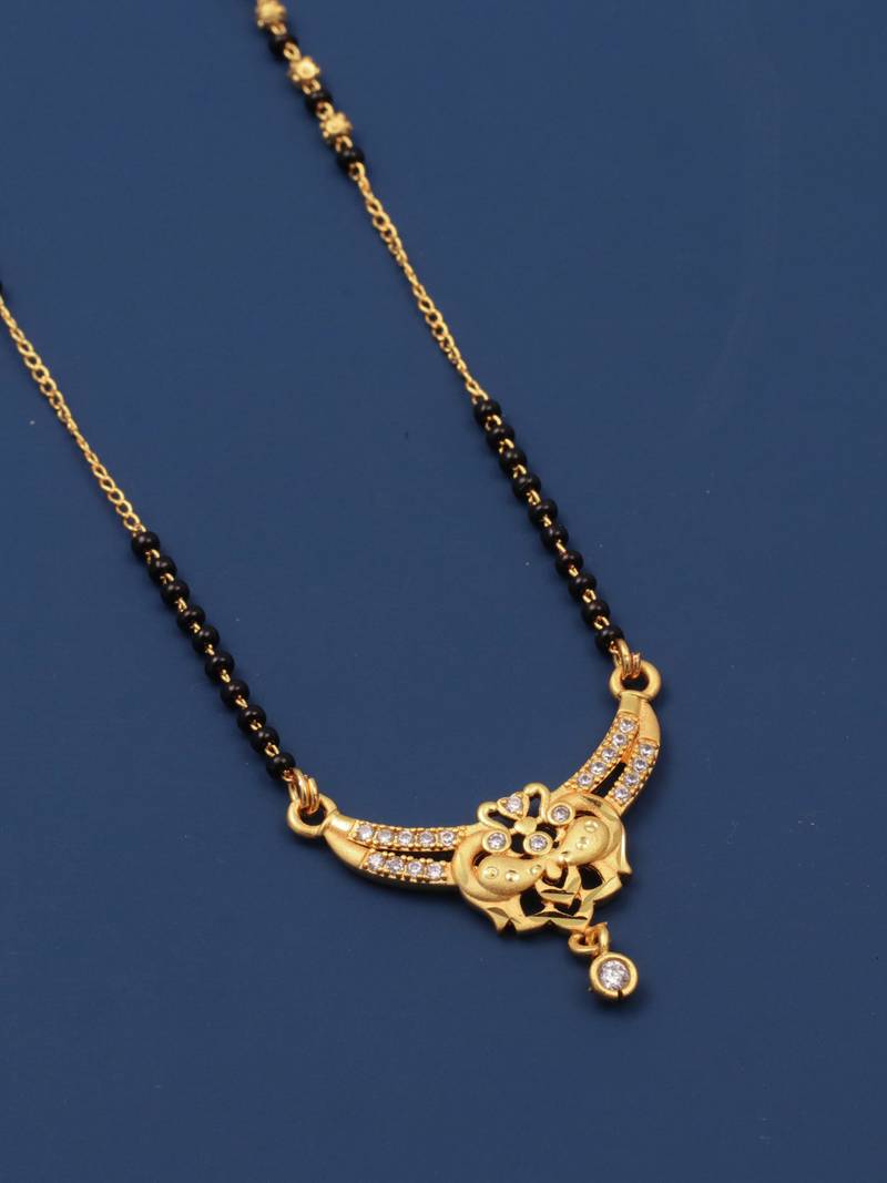 gold plated diamond mangalsutra 