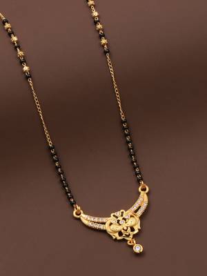 gold plated diamond mangalsutra  4