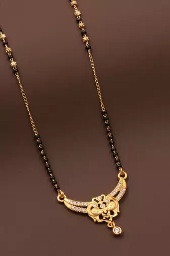 gold plated diamond mangalsutra 