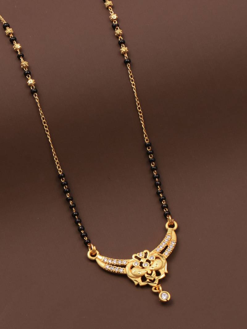 gold plated diamond mangalsutra 