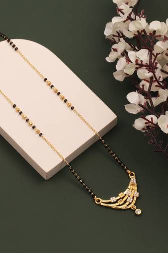 gold plated diamond mangalsutra 