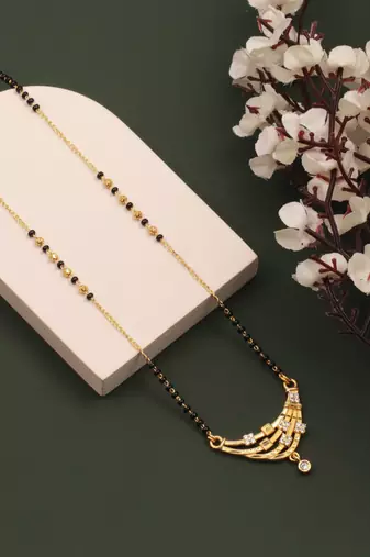 gold plated diamond mangalsutra 