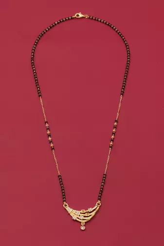 gold plated diamond mangalsutra 