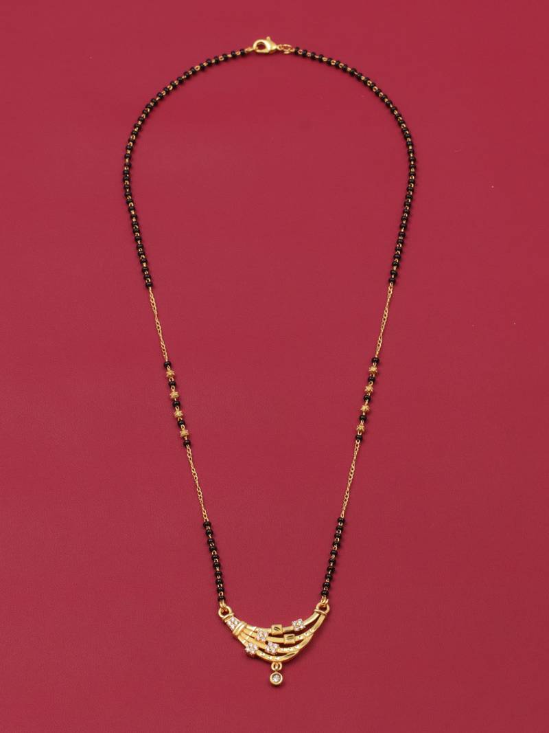 gold plated diamond mangalsutra 