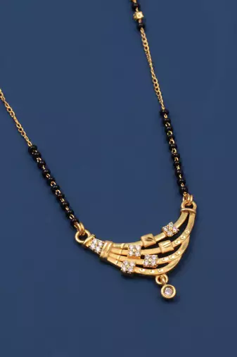 gold plated diamond mangalsutra 