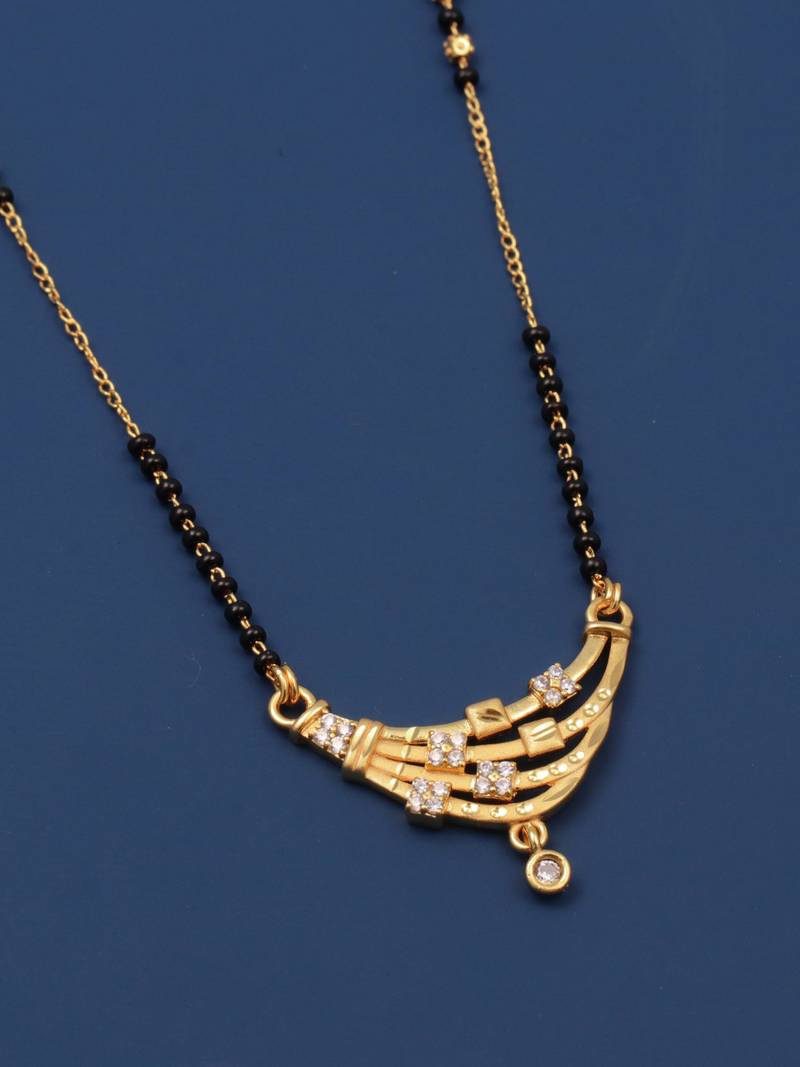 gold plated diamond mangalsutra 