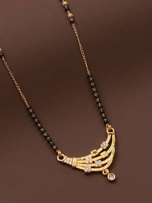 gold plated diamond mangalsutra  4