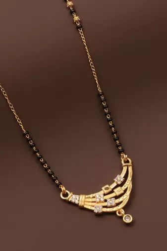 gold plated diamond mangalsutra 
