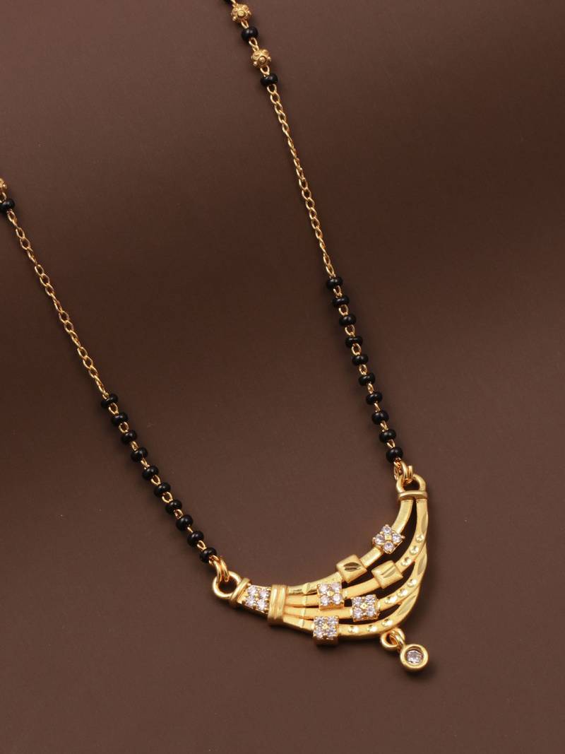 gold plated diamond mangalsutra 