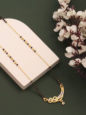 gold plated diamond mangalsutra  1
