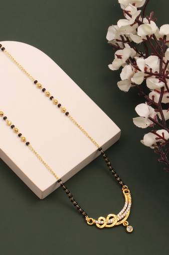 gold plated diamond mangalsutra 