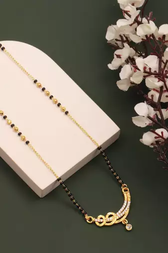 gold plated diamond mangalsutra 