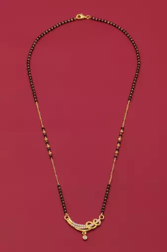 gold plated diamond mangalsutra 