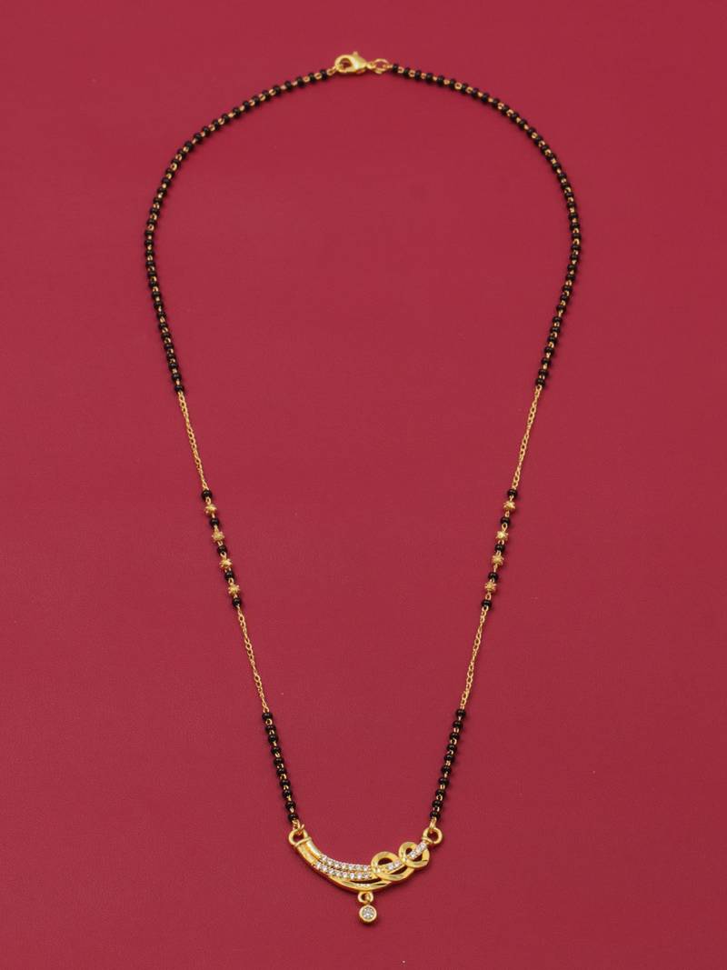 gold plated diamond mangalsutra 