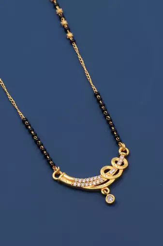 gold plated diamond mangalsutra 