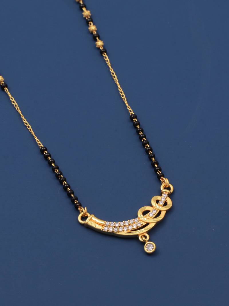 gold plated diamond mangalsutra 