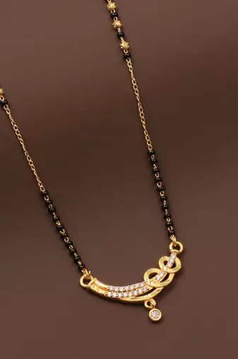 gold plated diamond mangalsutra 