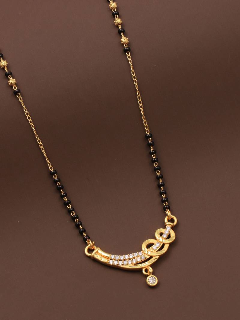 gold plated diamond mangalsutra 