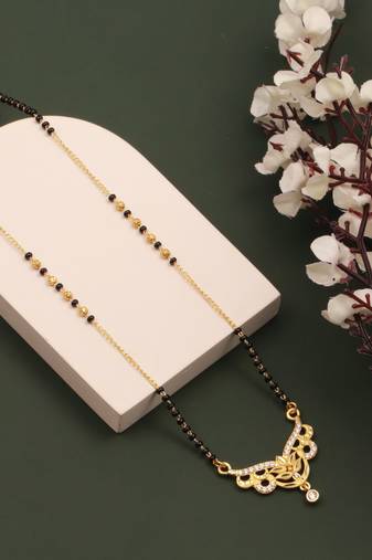 gold plated diamond mangalsutra 