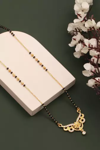 gold plated diamond mangalsutra 