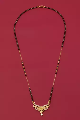 gold plated diamond mangalsutra 