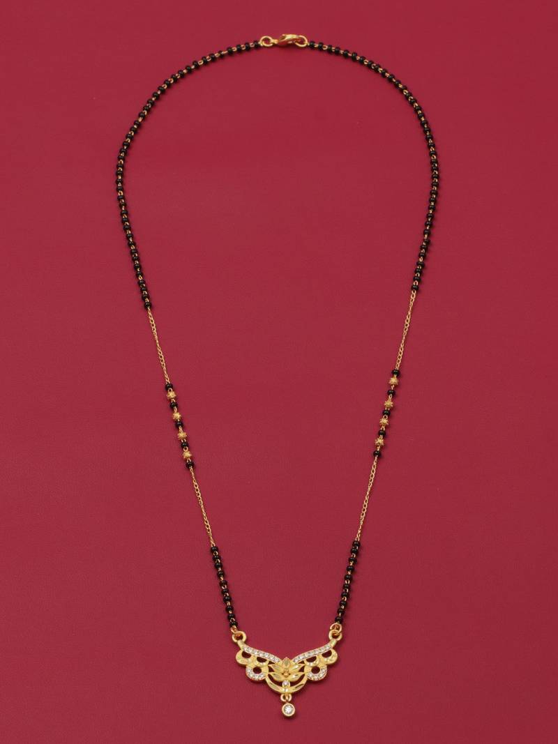 gold plated diamond mangalsutra 
