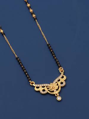 gold plated diamond mangalsutra  3