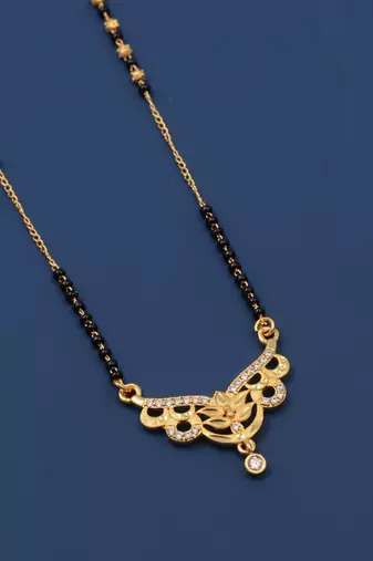 gold plated diamond mangalsutra 