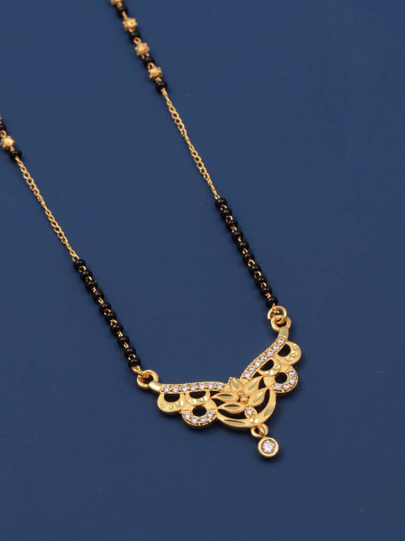 gold plated diamond mangalsutra 