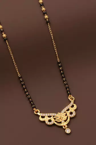 gold plated diamond mangalsutra 