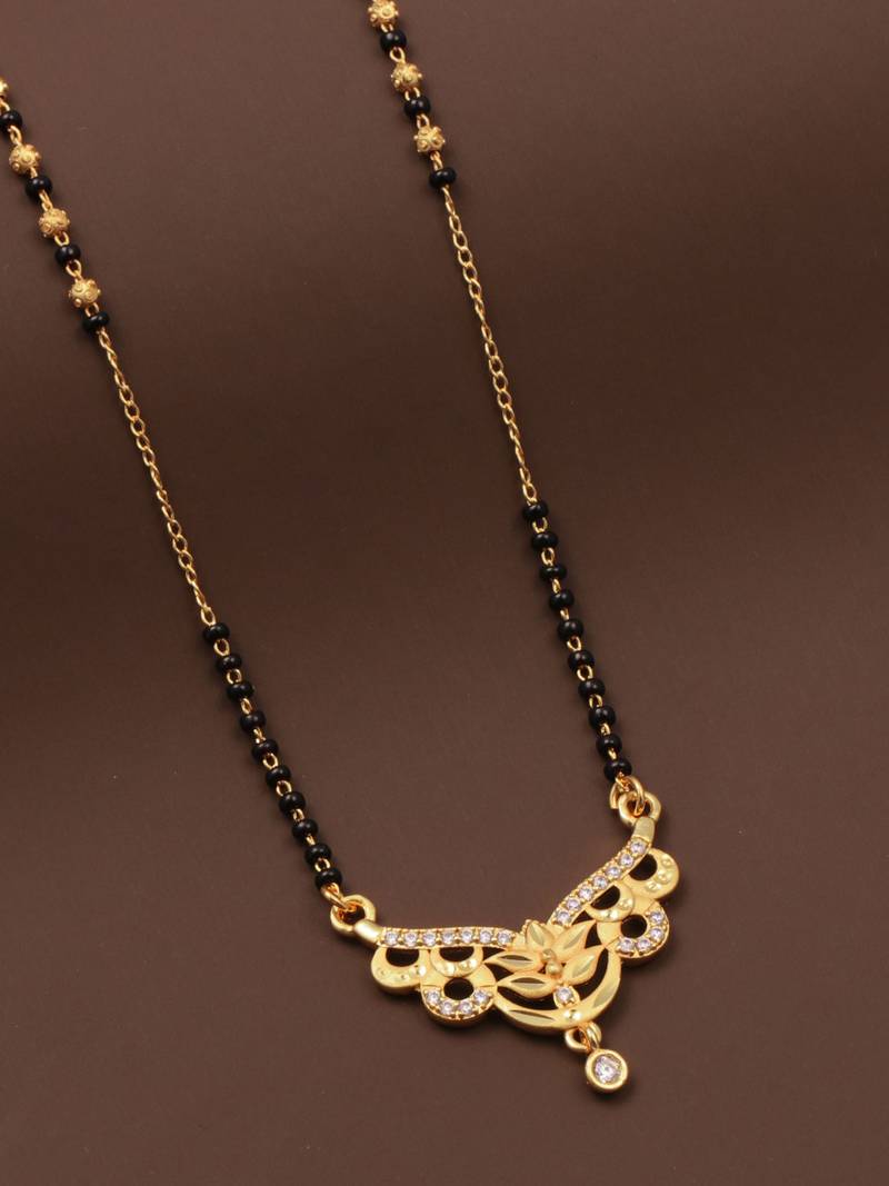 gold plated diamond mangalsutra 