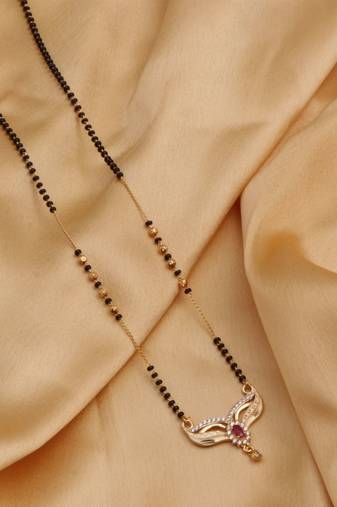 gold plated diamond mangalsutra 