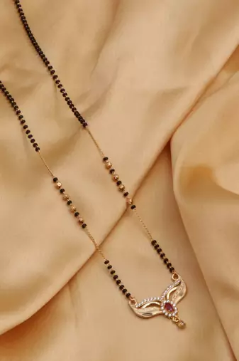 gold plated diamond mangalsutra 