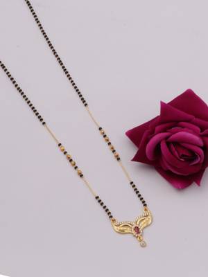 gold plated diamond mangalsutra  2