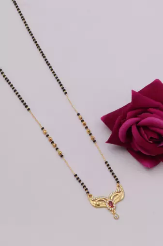 gold plated diamond mangalsutra 