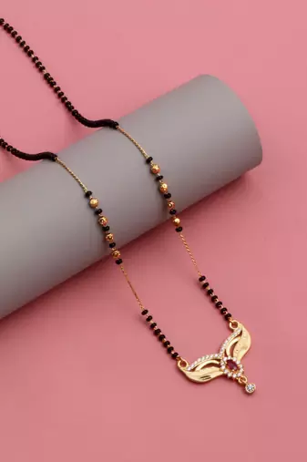 gold plated diamond mangalsutra 