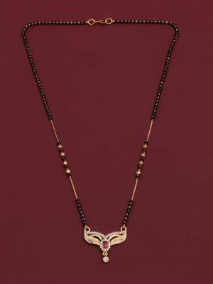 gold plated diamond mangalsutra  4