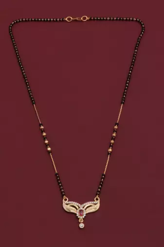 gold plated diamond mangalsutra 