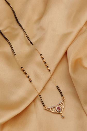 gold plated diamond mangalsutra 