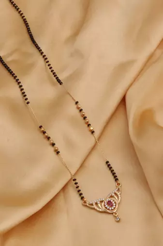 gold plated diamond mangalsutra 