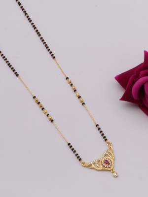 gold plated diamond mangalsutra  2